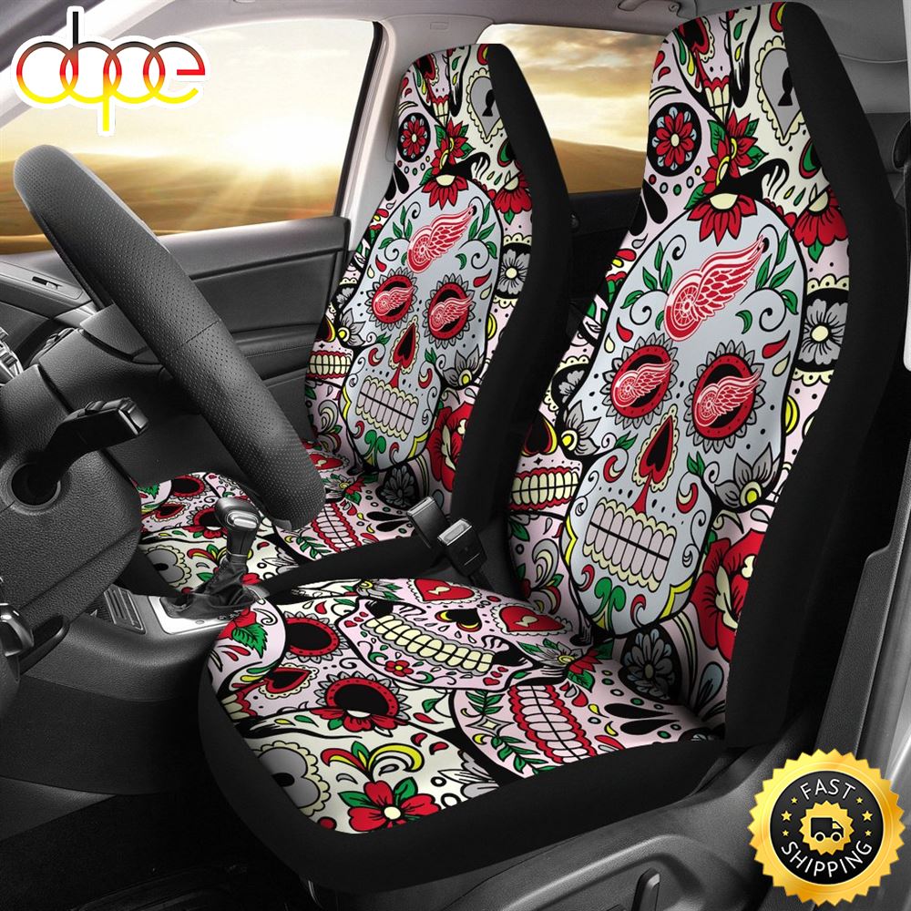 Party Skull Detroit Red Wings Car Seat Covers Sclxe4