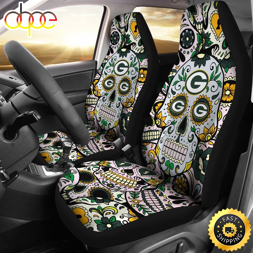 Party Skull Green Bay Packers Car Seat Covers Hpgelr