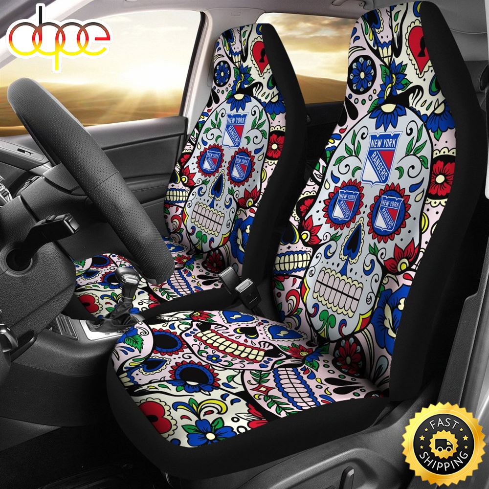 Party Skull New York Rangers Car Seat Covers Fdcqk5