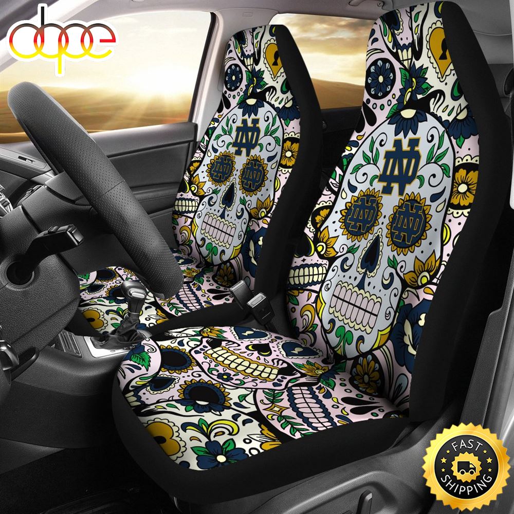 Party Skull Notre Dame Fighting Irish Car Seat Covers Vnp0tg