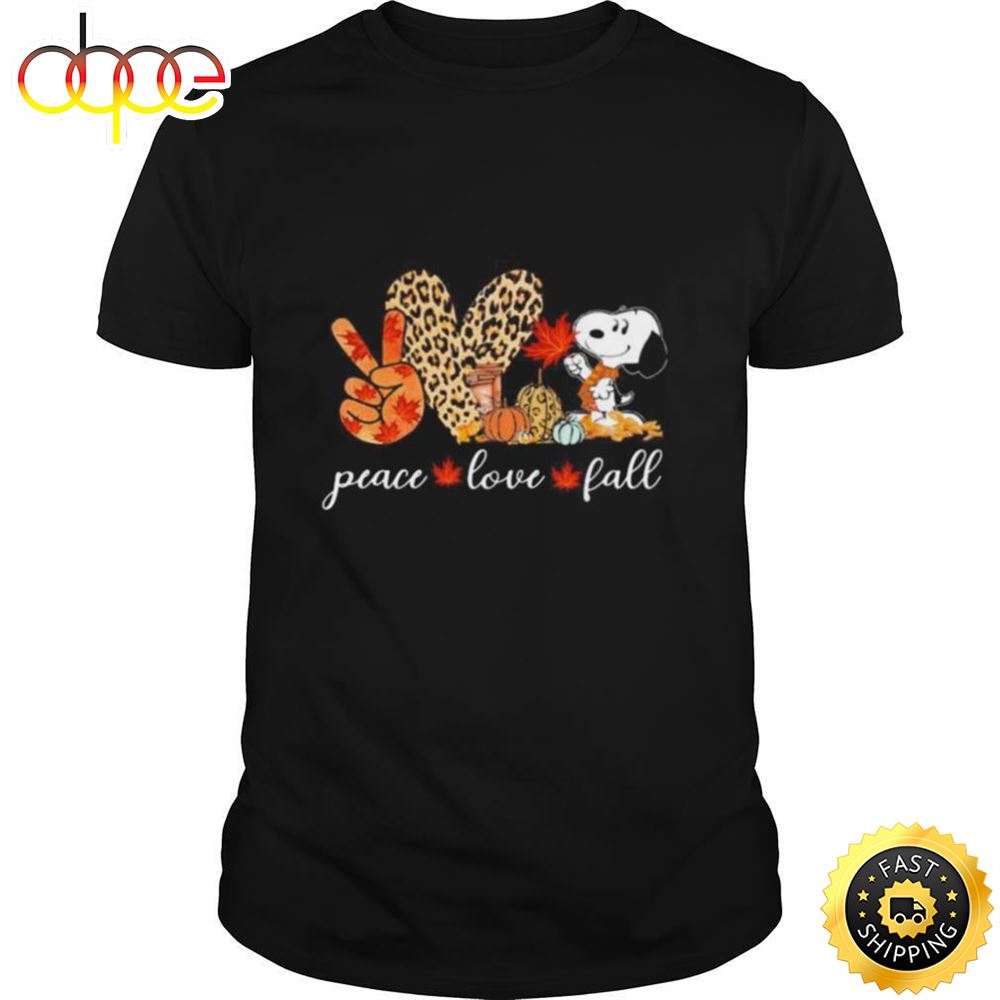 Peace Love Fall Snoopy Leopard Shirt Byilqf