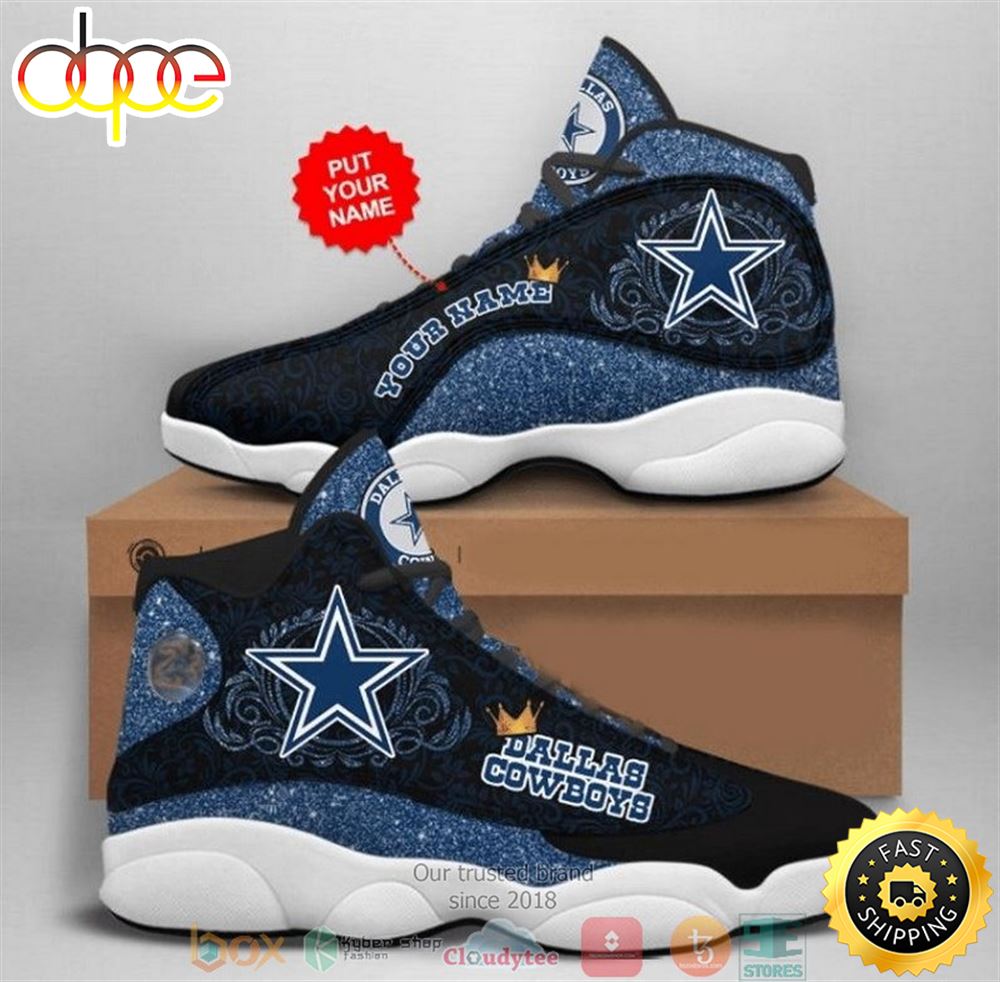 Personalized Dallas Cowboys Nfl Queen Bling Bling Football Team 10 Air Jordan 13 Sneaker Shoes Lmkec5