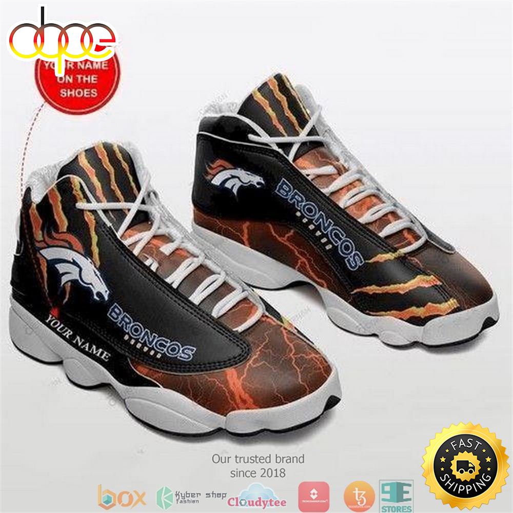 Personalized Denver Broncos Nfl Football Teams Big Logo Air Jordan 13 Sneaker Shoes M0lpna