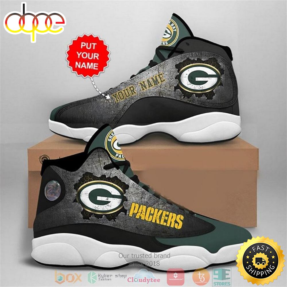 Personalized Green Bay Packers Nfl Big Logo Football Team Air Jordan 13 Sneaker Shoes C7bewa