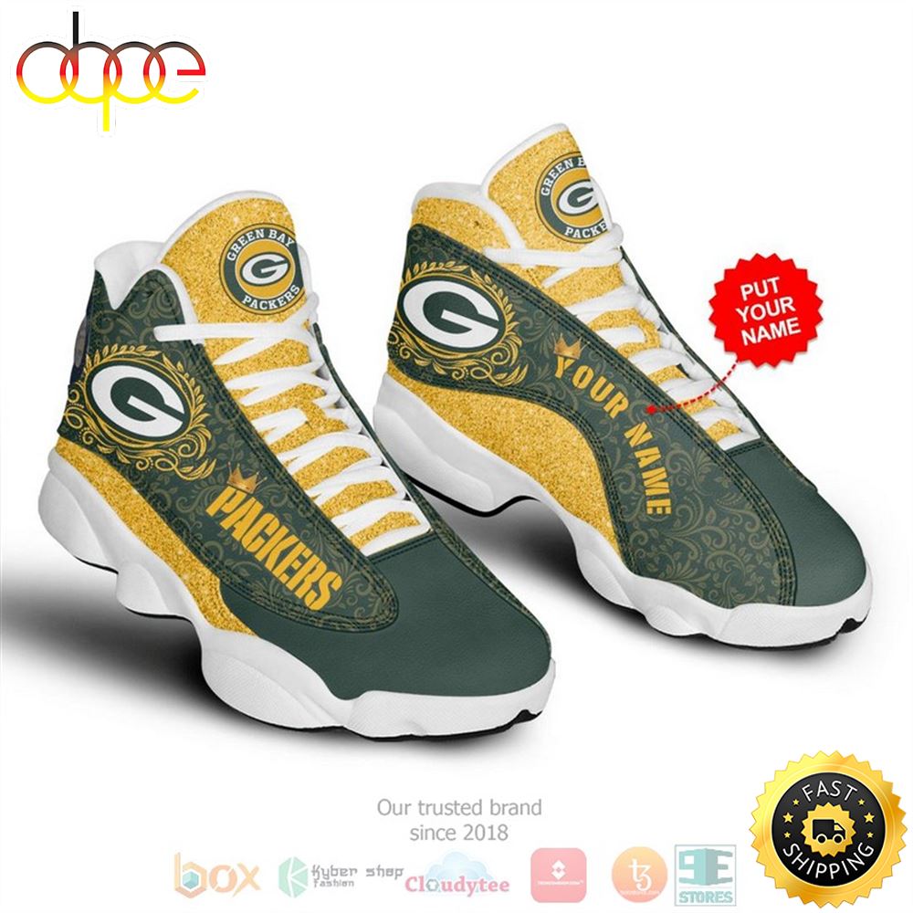 Personalized Green Bay Packers Nfl Football Custom Air Jordan 13 Shoes Ukxjlc