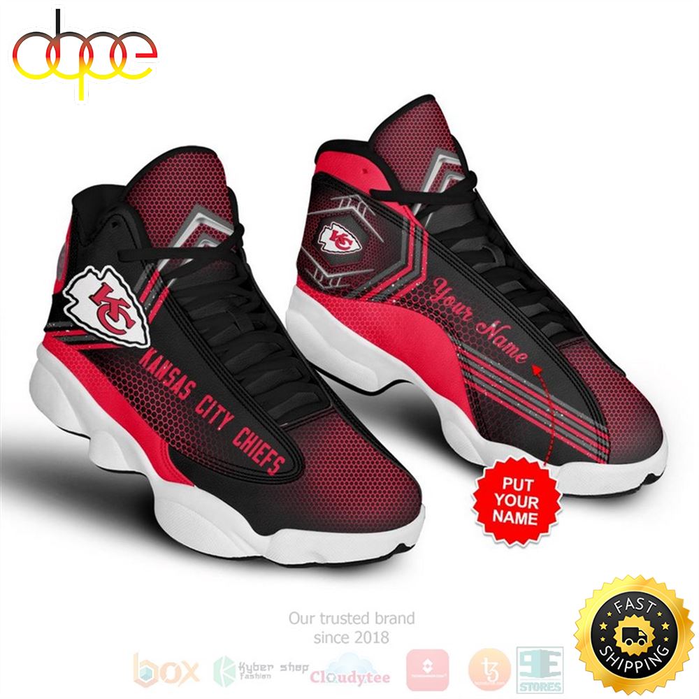 Personalized Kansas City Chiefs Nfl Custom Black Red Air Jordan 13 Shoes Bn6lms