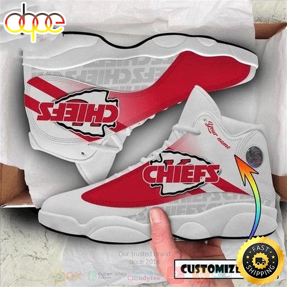 Personalized Kansas City Chiefs Nfl Custom White Air Jordan 13 Shoes Dlelpz
