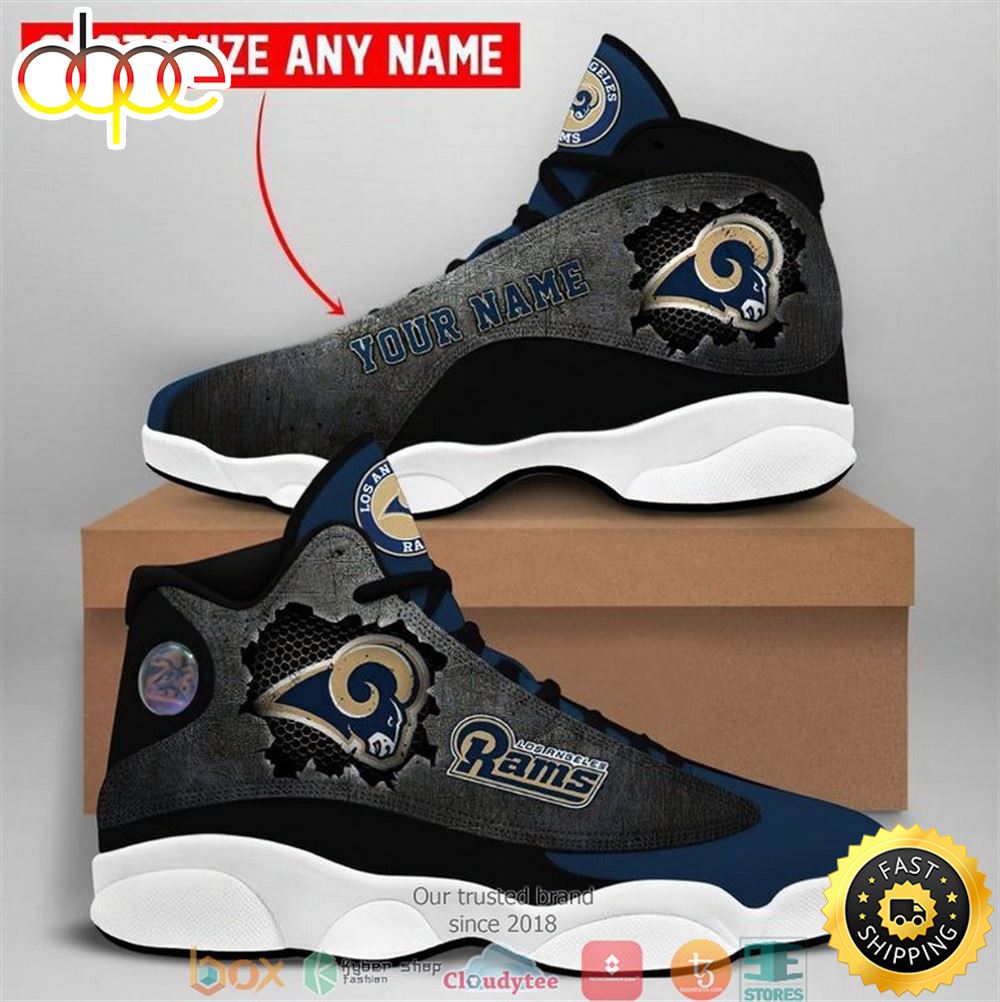 Personalized Los Angeles Rams Football Nfl Big Logo Air Jordan 13 Sneaker Shoes Hsxv4z