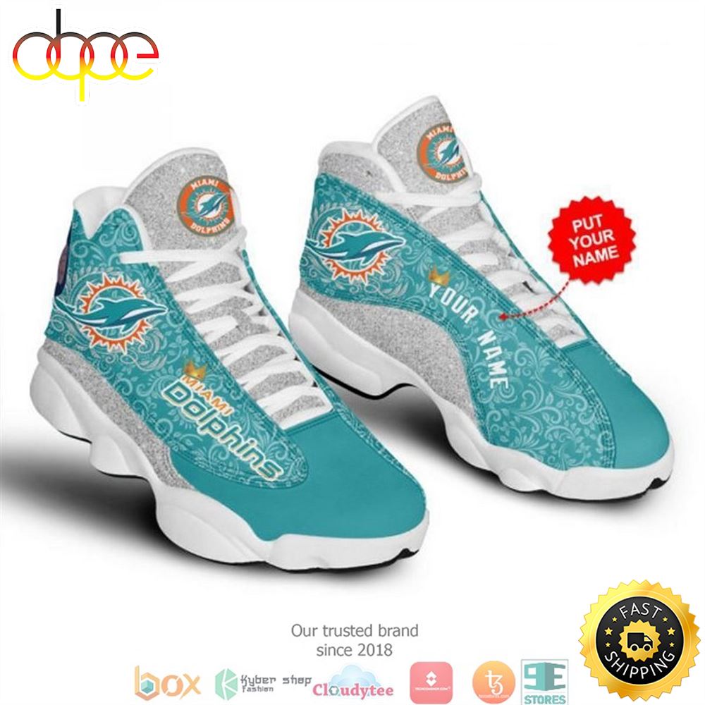 Personalized Miami Dolphins Football Nfl 18 Big Logo Air Jordan 13 Sneaker Shoes Bwc0dh