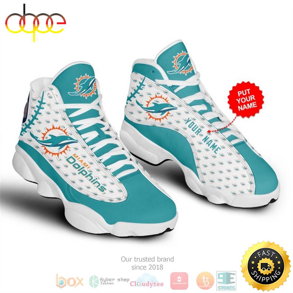 Personalized Miami Dolphins Nfl Football Team Custom Air Jordan 13 Shoes 2 N9c5oh