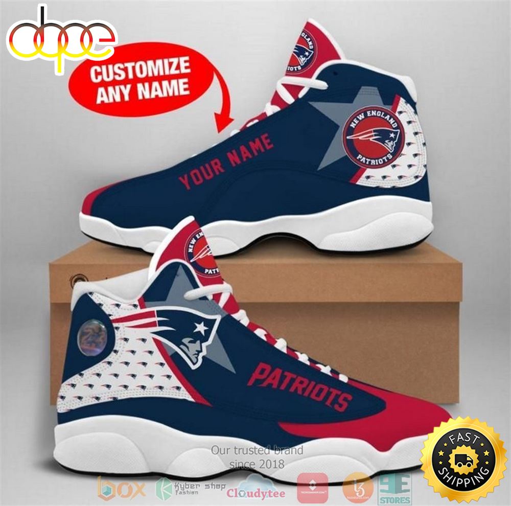 Personalized New England Patriots Nfl Big Logo Football Team 2 Air Jordan 13 Sneaker Shoes Jqagf3