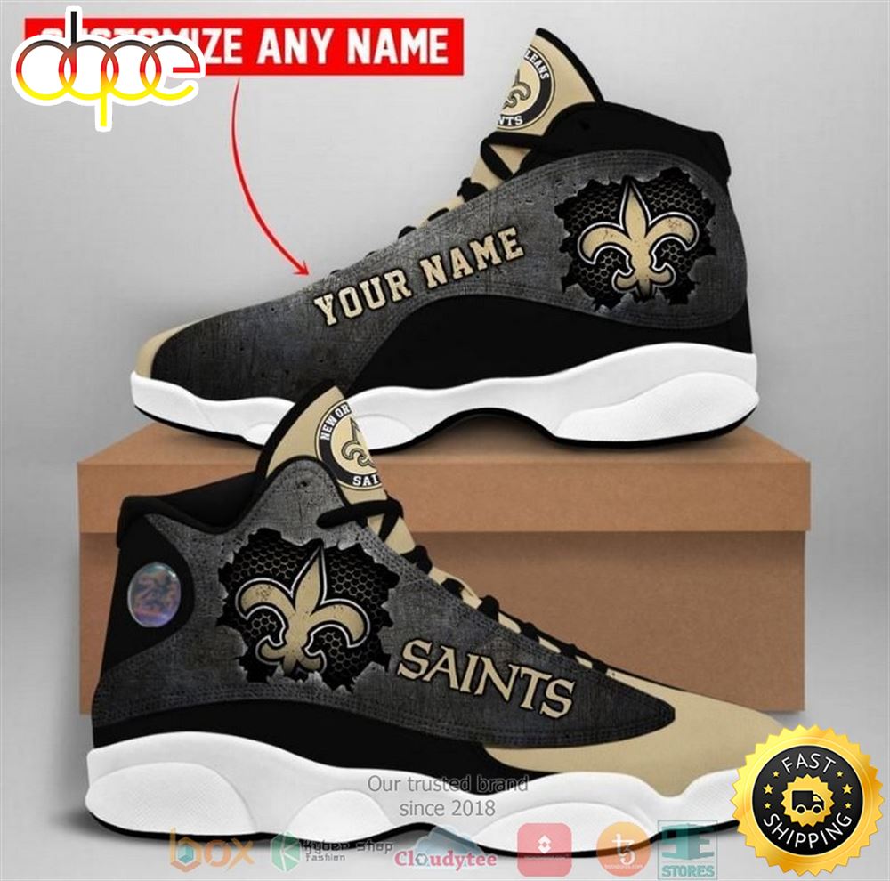 Personalized New Orleans Saints Nfl Big Logo Football Team Air Jordan 13 Sneaker Shoes Vtkdet