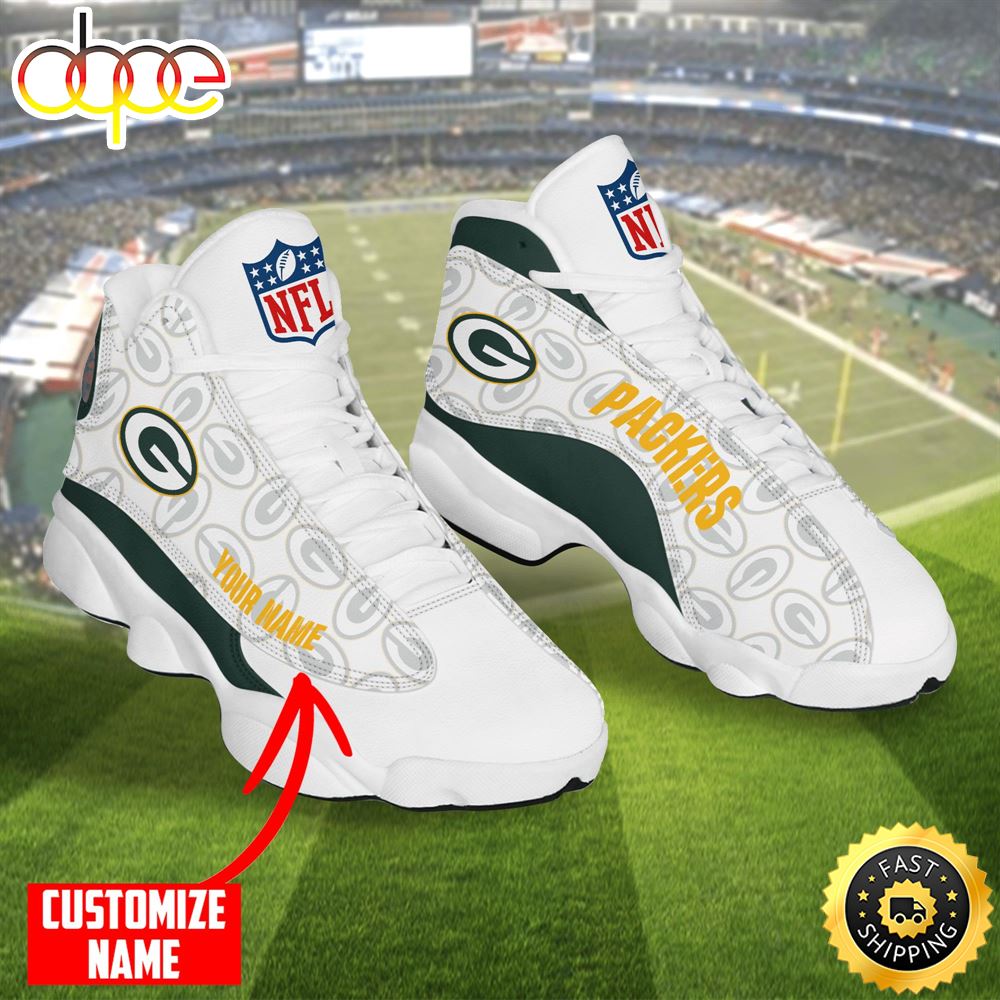 Personalized Nfl Green Bay Packers White Air Jordan 13 Shoes W9syj4