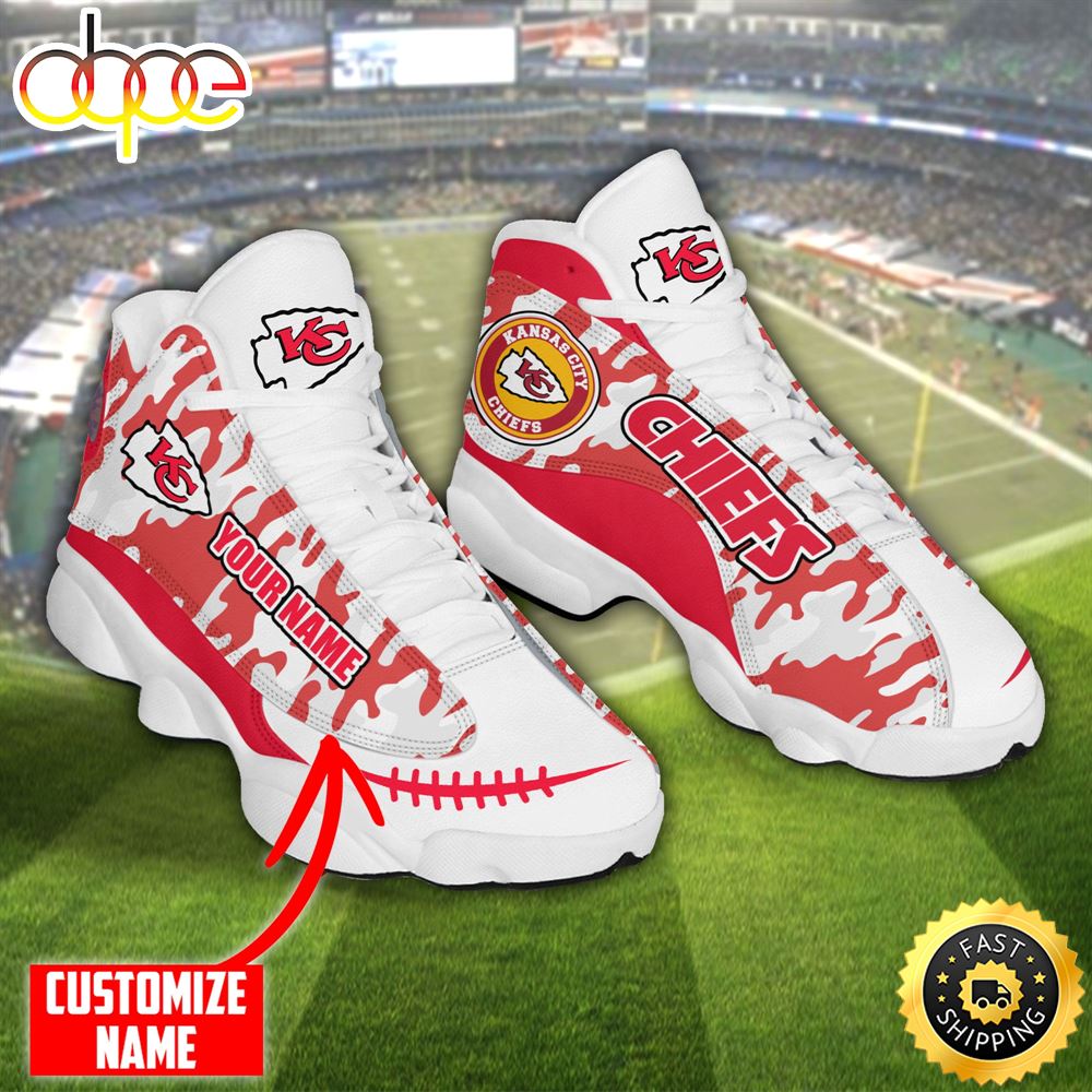 Personalized Nfl Kansas City Chiefs Camo Red Air Jordan 13 Shoes L0wqt9