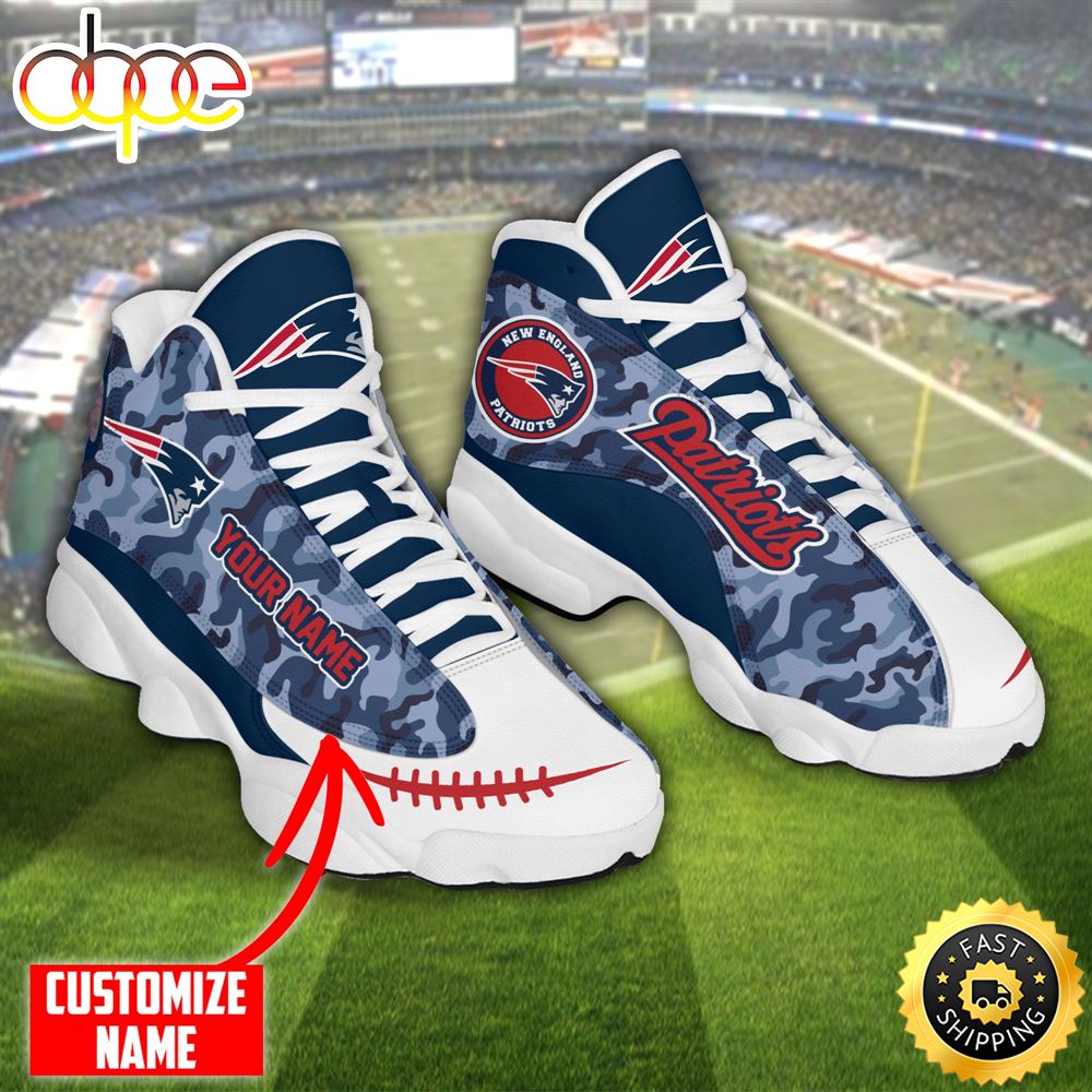 Personalized Nfl New England Patriots Camo Air Jordan 13 Shoes Rqgcnl