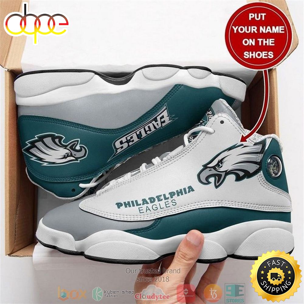 Personalized Philadelphia Eagles Nfl Big Logo Football Team Air Jordan 13 Sneaker Shoes S0dieo