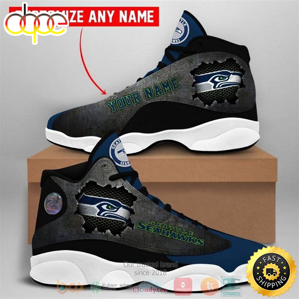 Personalized Seattle Seahawks Football Nfl Custom Air Jordan 13 Shoes Utipd7