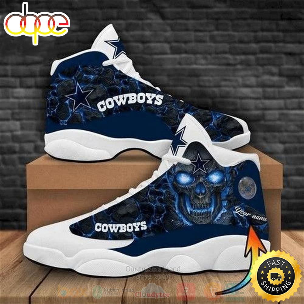 Personalized Skull Dallas Cowboys Nfl Custom Air Jordan 13 Shoes P6ywxg