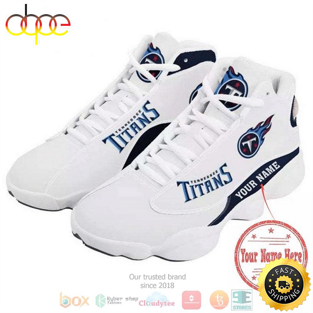 Personalized Tennessee Titans Football Nfl Team Logo Custom White Air Jordan 13 Shoes Nzaaxh