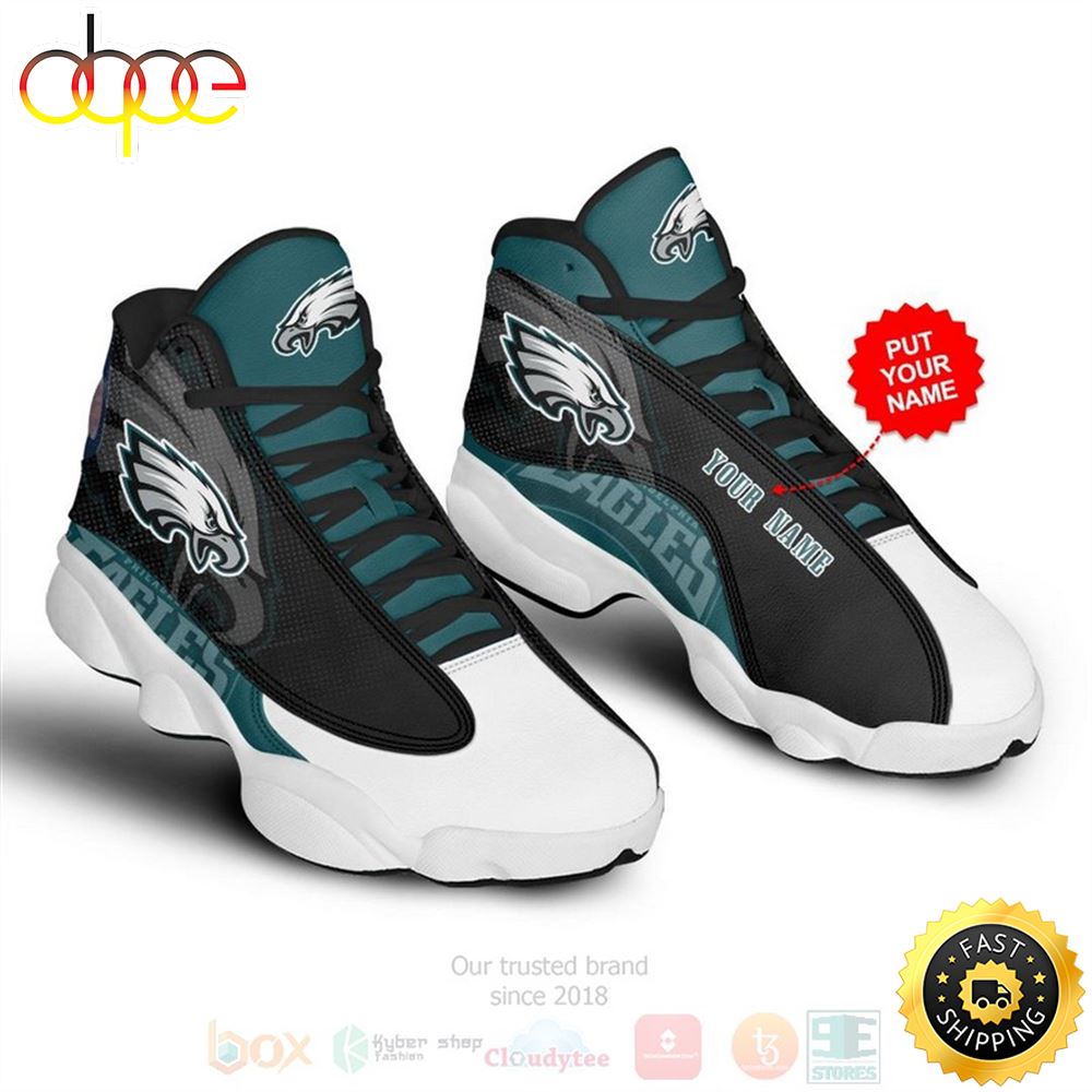 Philadelphia Eagles Football Team Nfl Custom Name Air Jordan 13 Shoes Nsleqc