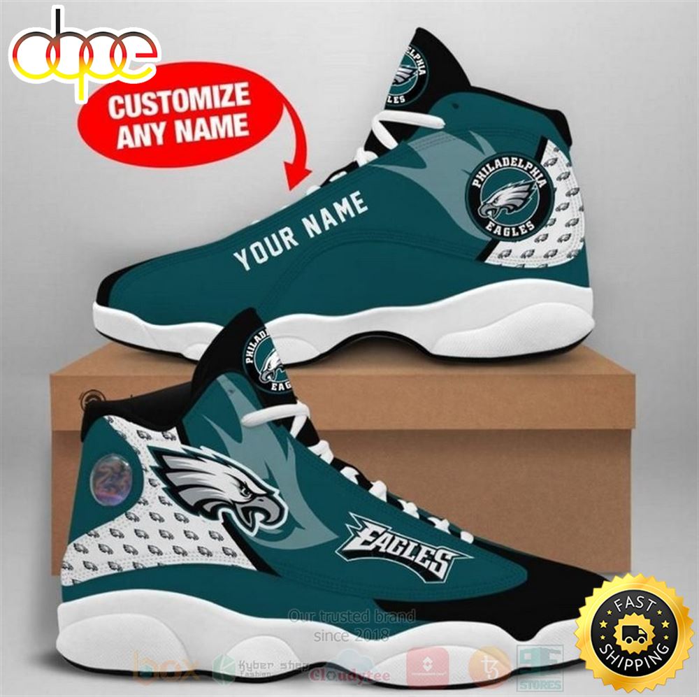 Philadelphia Eagles Nfl Custom Name Air Jordan 13 Shoes 2 B6lvql