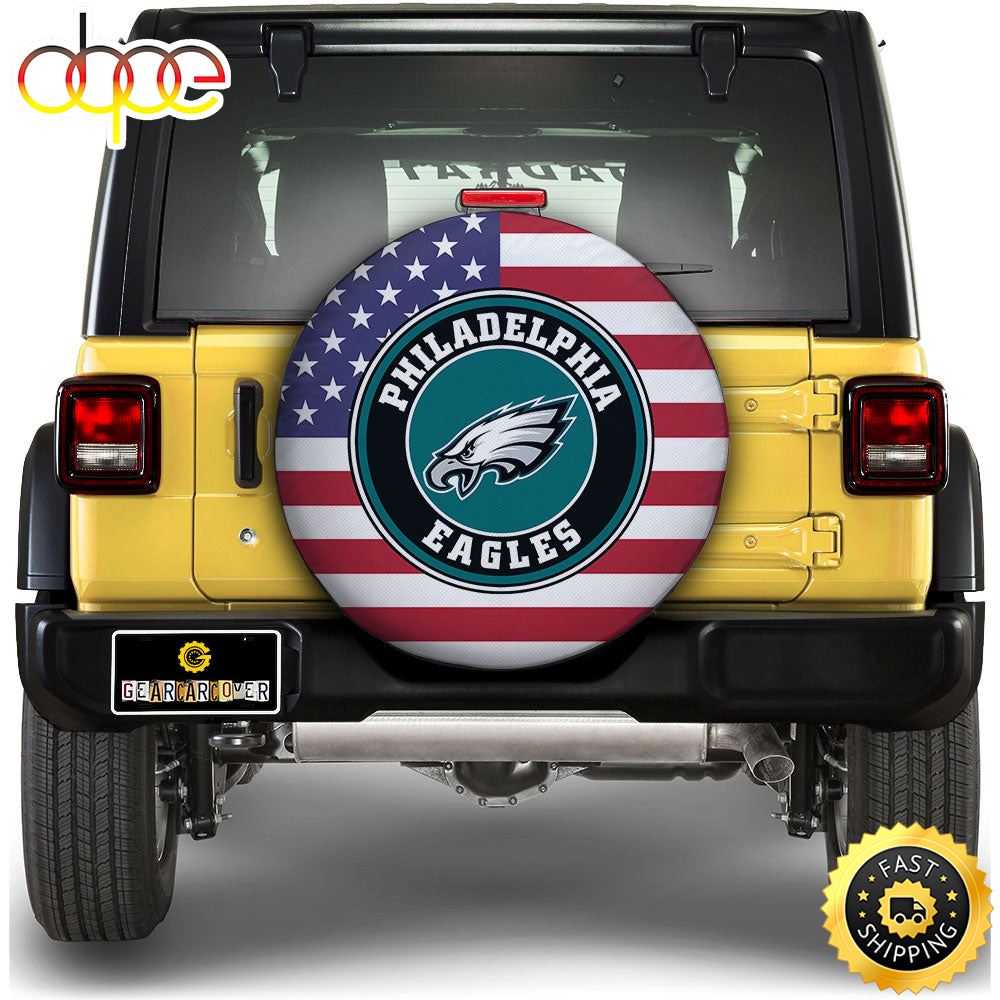 Philadelphia Eagles Spare Tire Covers Custom US Flag Style X4vr2i