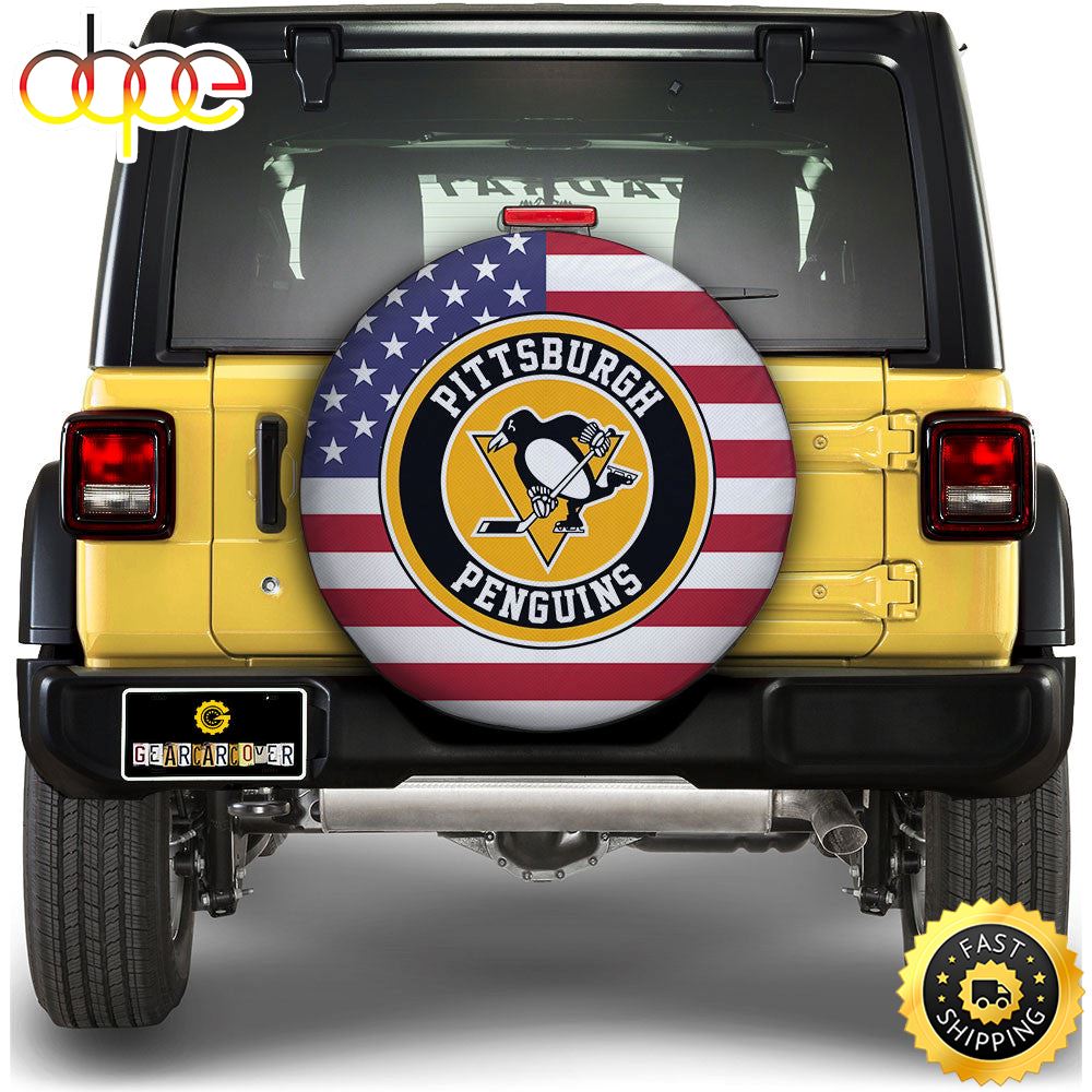 Pittsburgh Penguins Spare Tire Covers Custom US Flag Style Swzsbl