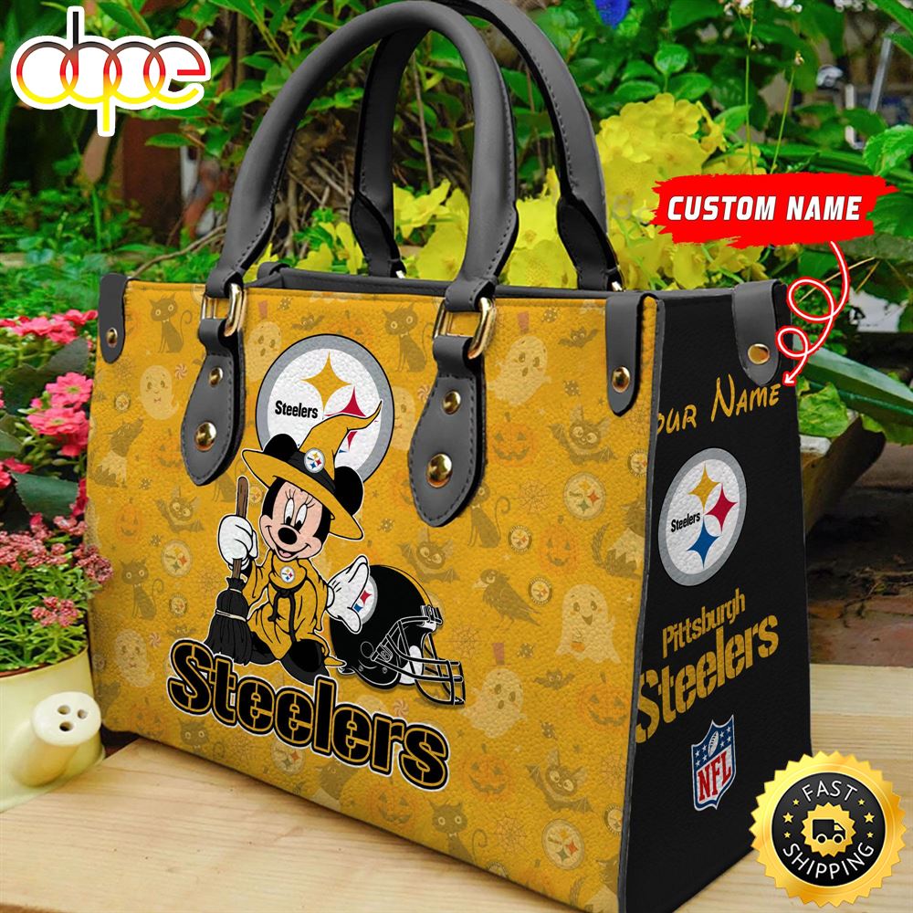 Pittsburgh Steelers NFL Minnie Halloween Women Leather Hand Bag Jkbnfu
