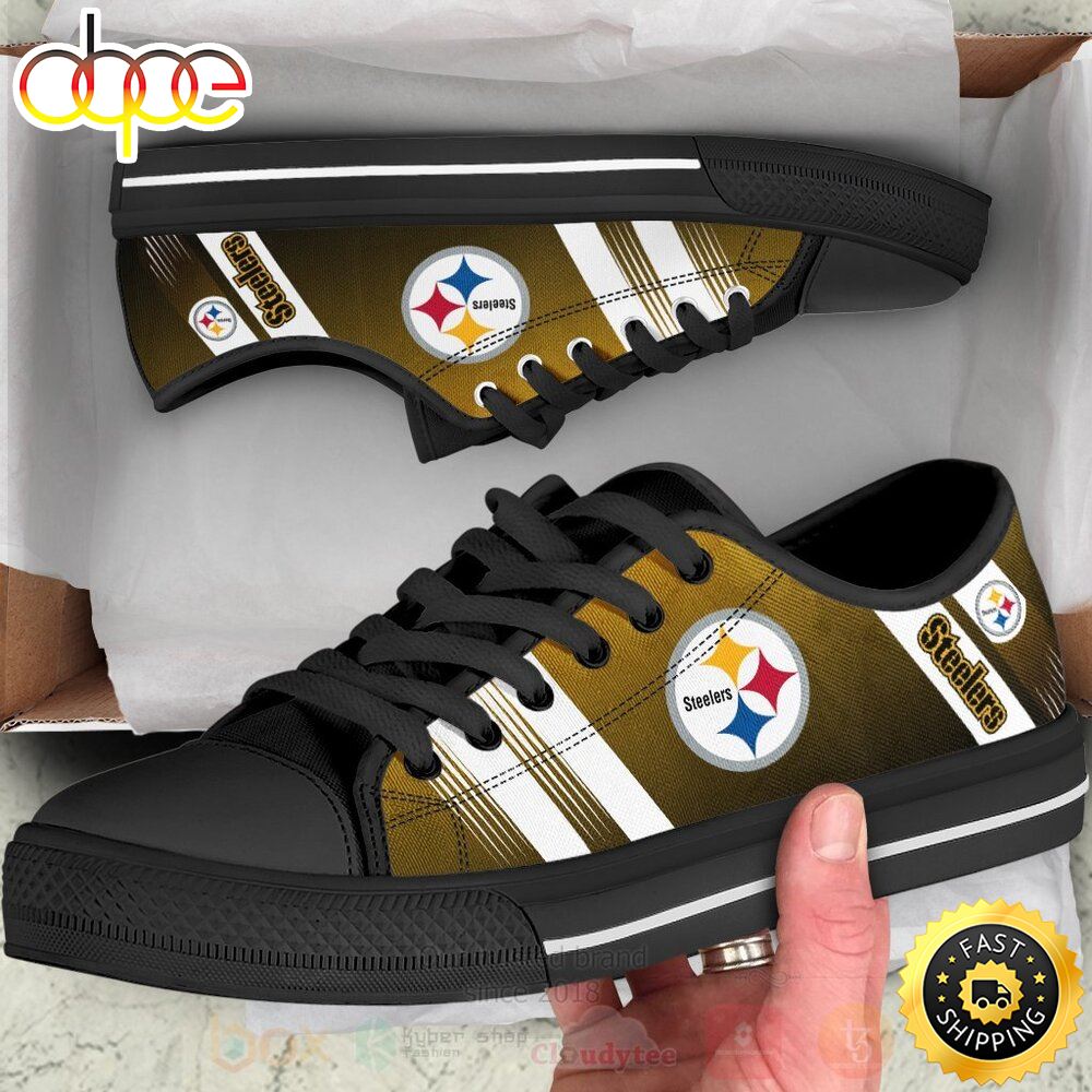 Pittsburgh Steelers Women S Gold Glitter Low Top Canvas Shoe Cdyeah