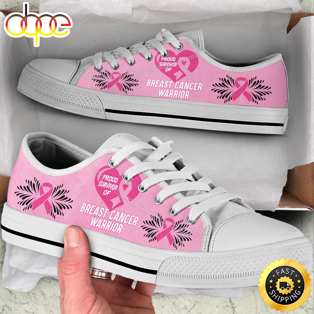 Proud Survivor Of Breast Cancer Warrior Low Top Shoes Canvas Shoes Esydi5