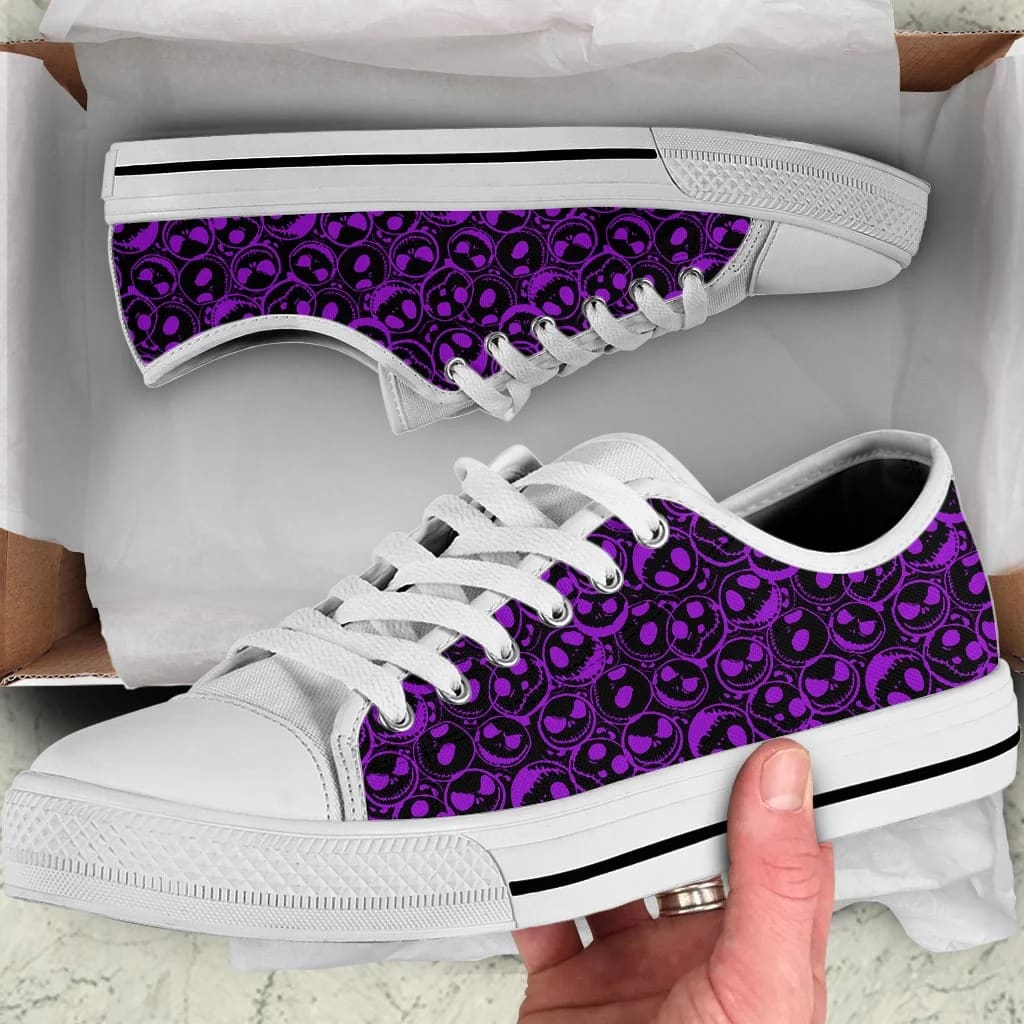 Purple JS Faces Women Low Top Canvas Shoes Bv2w9m