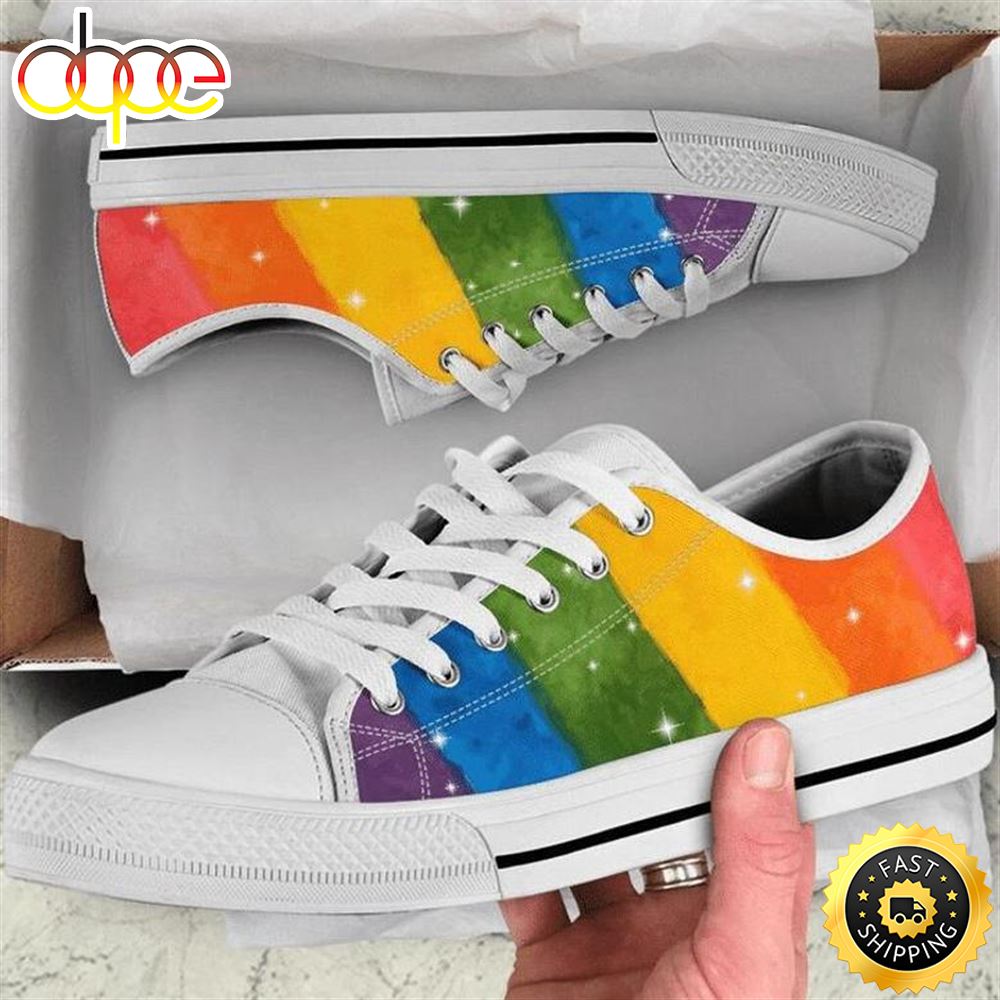 Rainbow Glittery Lgbt Pride Low Top Shoes Gmao4u