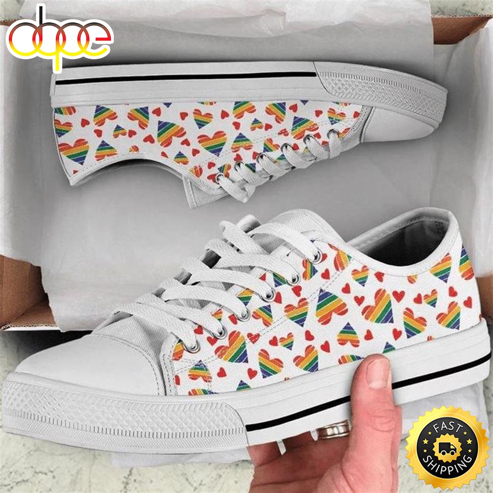 Rainbow Hearts Pride Lgbt Low Top Shoes C8xyni