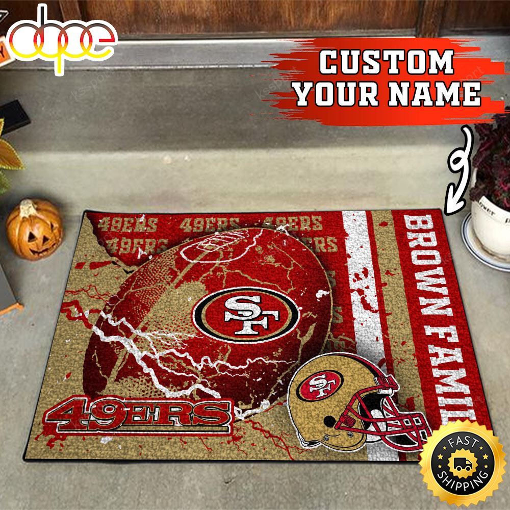 San Francisco 49ers NFL Custom Your Name Doormat Icsplm