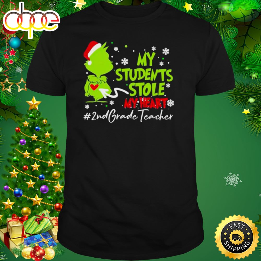 Santa Grinch My Students Stole My Heart 2nd Grade Christmas Shirt Hpu17a