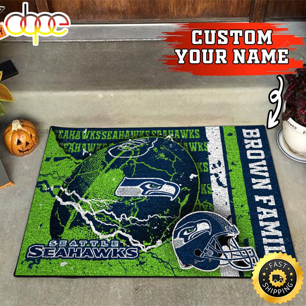 Seattle Seahawks NFL Custom Your Name Doormat Azzn8r