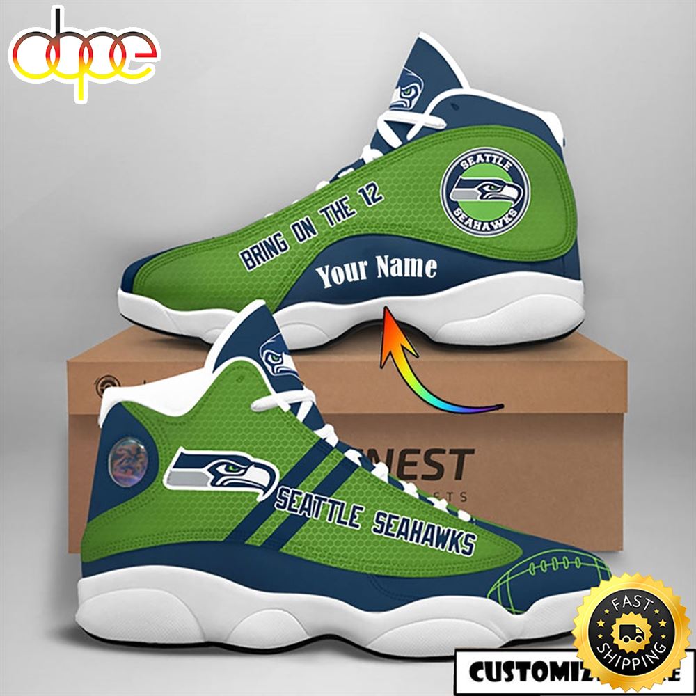 Seattle Seahawks Nfl Custom Name Air Jordan 13 Shoes Ttm0qy