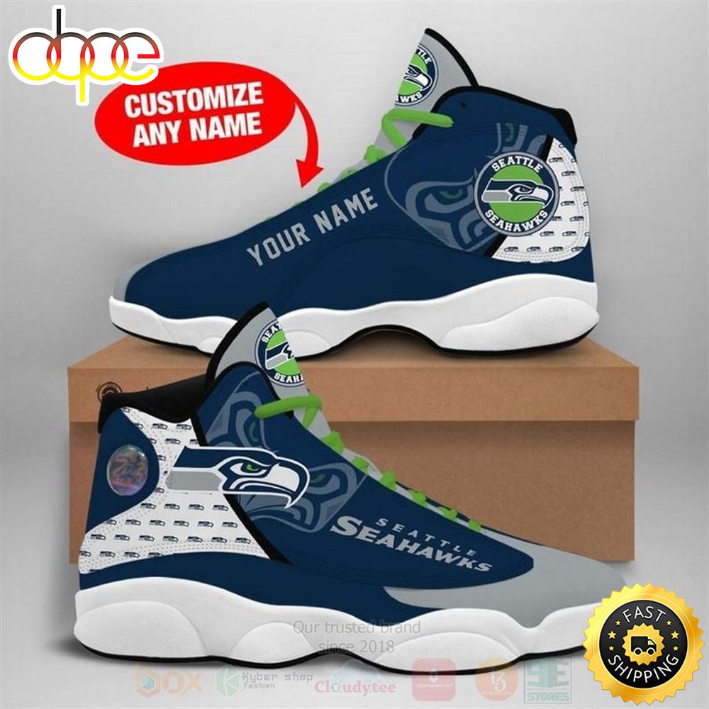 Seattle Seahawks Nfl Football Team Custom Name Air Jordan 13 Shoes Zk7pnk