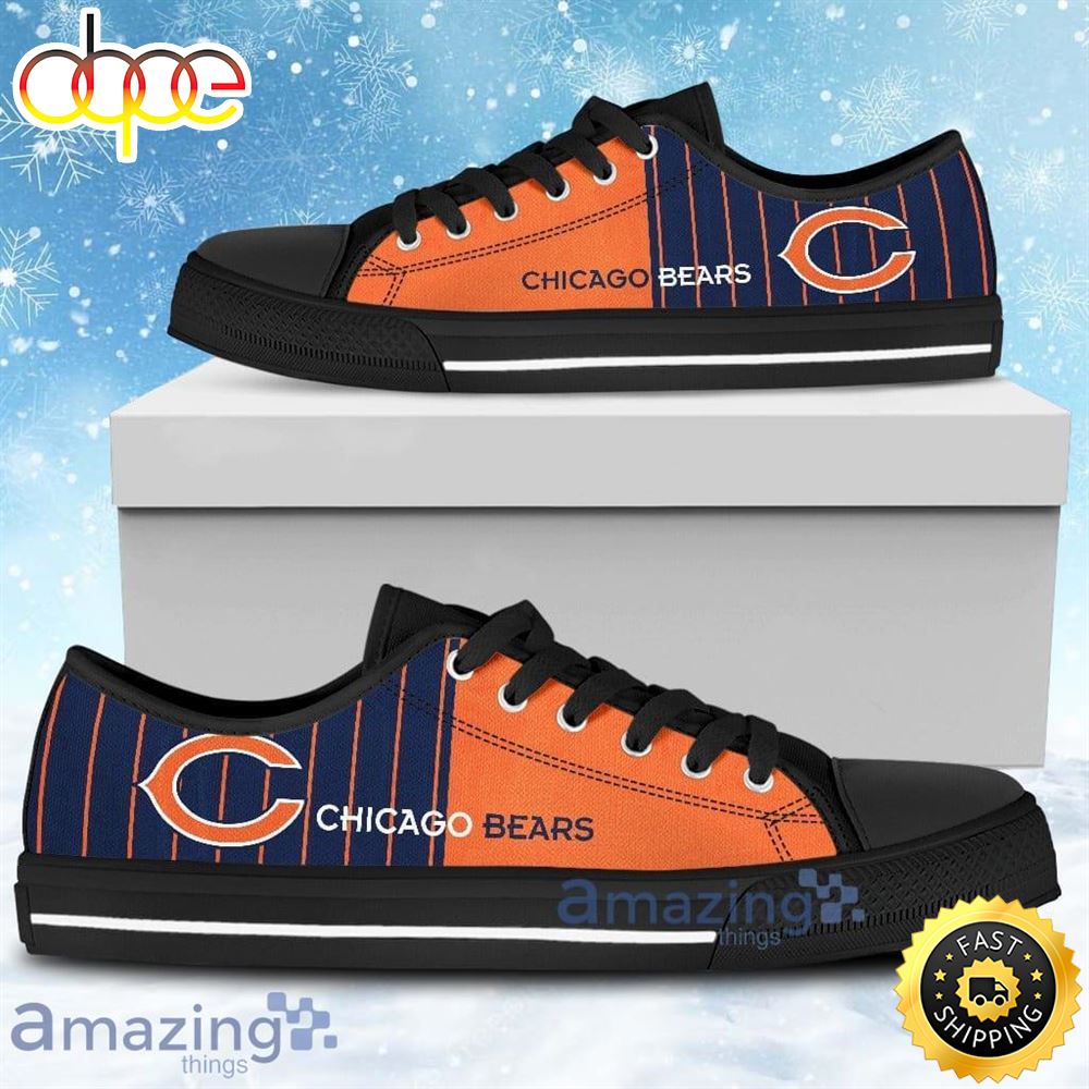 Simple Design Vertical Stripes Chicago Bears Low Top Shoes J3eo4a