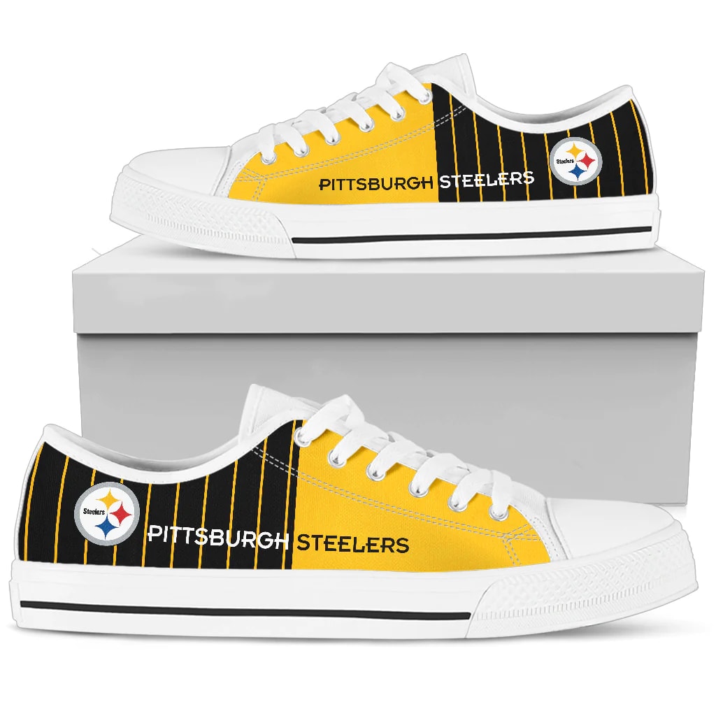 Simple Design Vertical Stripes Pittsburgh Steelers Low Top Shoes White E8nt8j