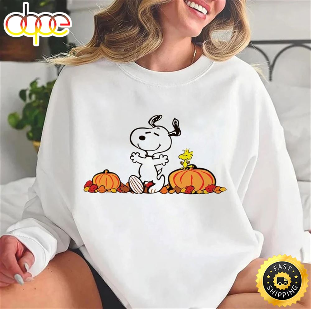 Snoopy Autumn Pumpkins Halloween Thanksgiving Sweatshirt Hjbvf6