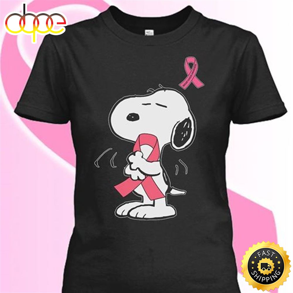 Snoopy Dog Breast Cancer Awareness T Shirt Black Tz4zrl