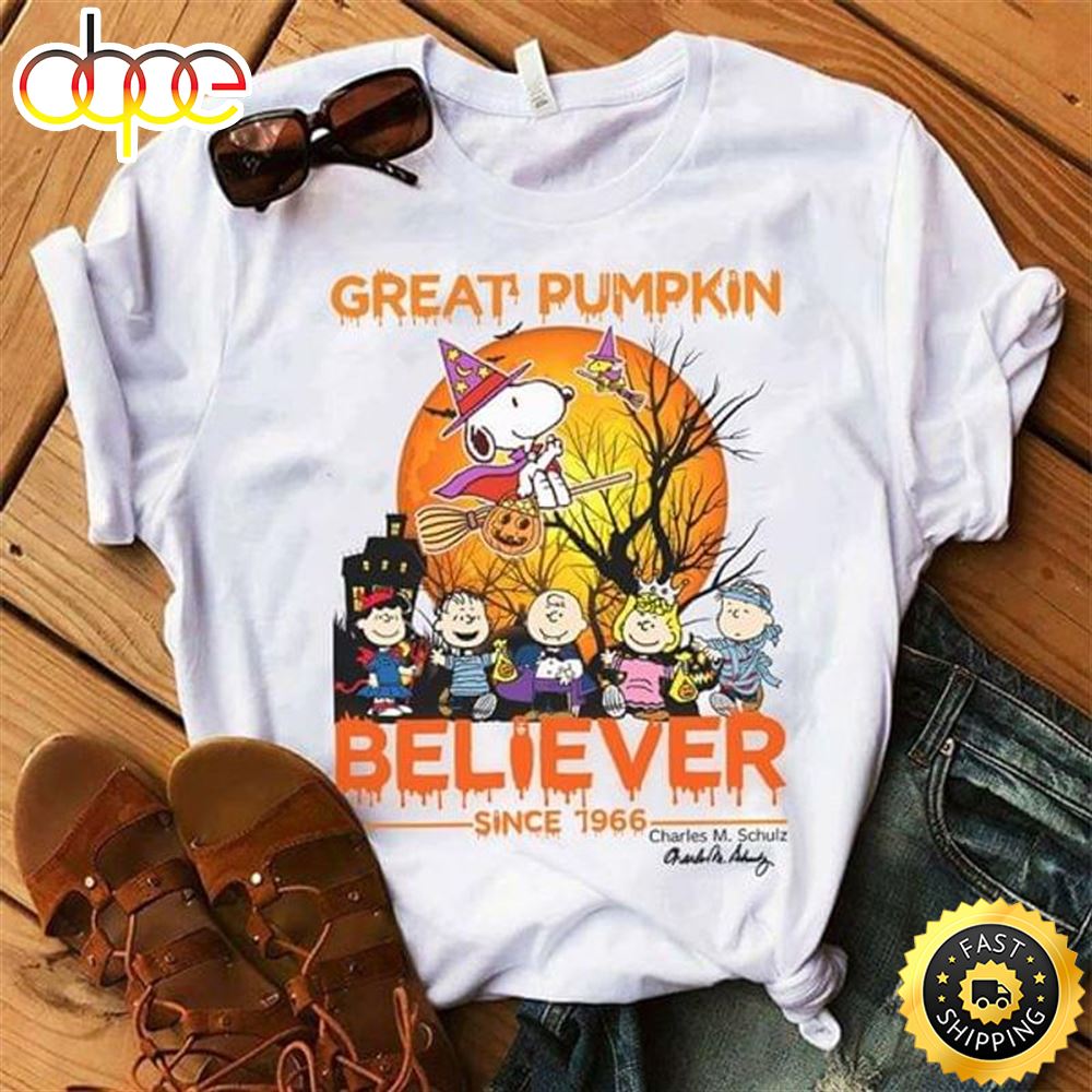 Snoopy Friends Great Pumpkin Believer Since 1966 Halloween Gift Idea White T Shirt K3wtdg