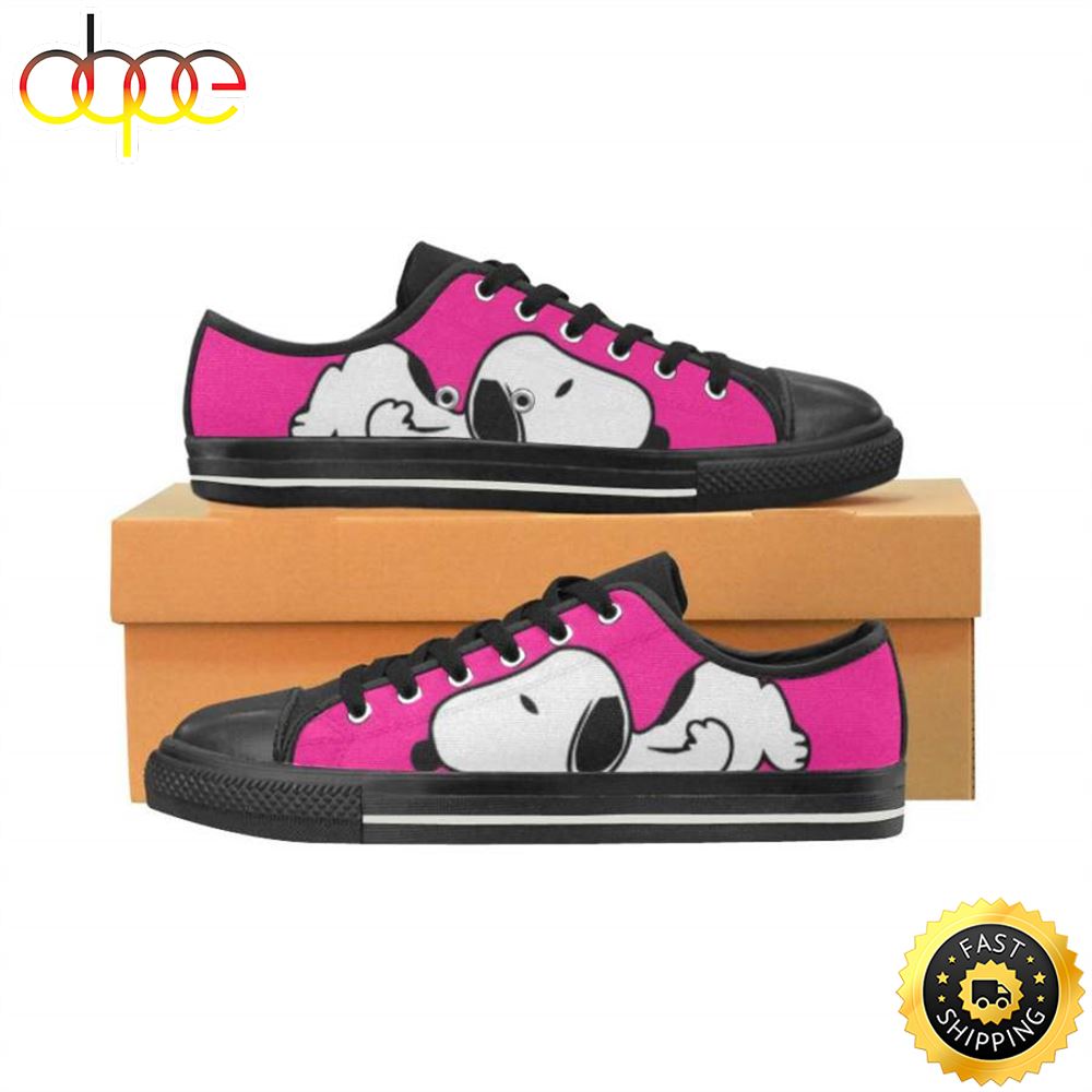 Snoopy Hot Pink Low Top Canvas Shoes For Kid Ggoewz