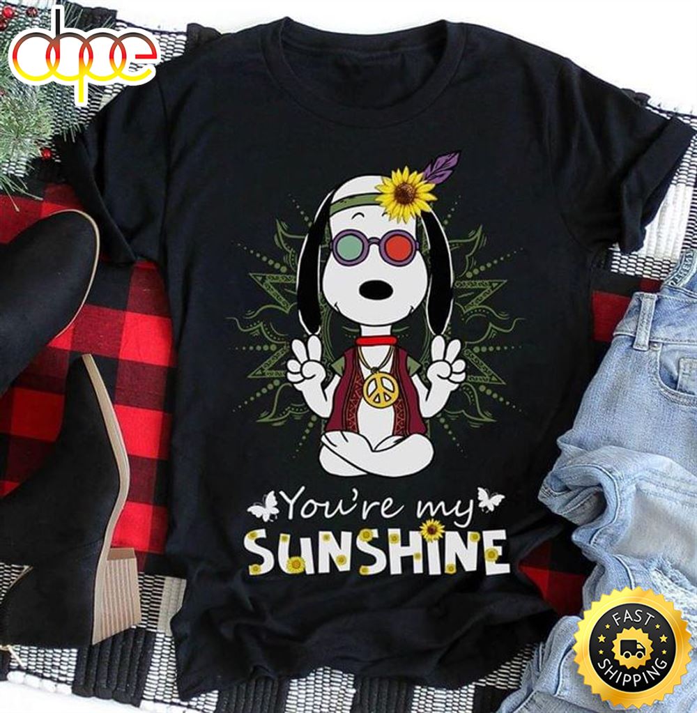 Snoopy Native Hippie You Re My Sunshine Black T Shirt Men Qg6qpa