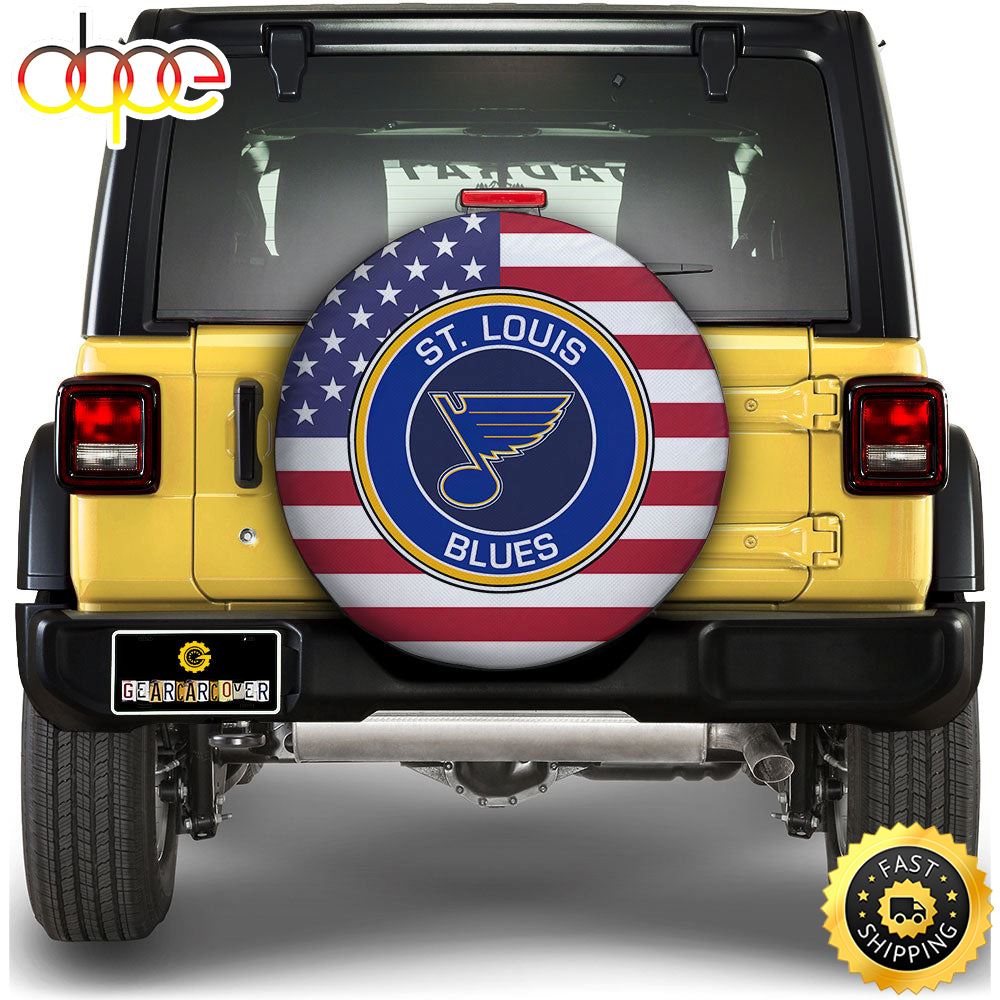 St. Louis Blues Spare Tire Covers Custom US Flag Style Vjetpq