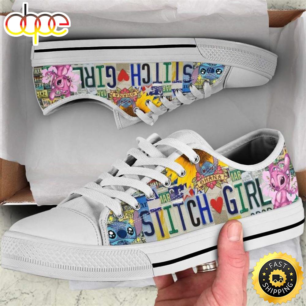 Stitch Girl License Plate Low Top Shoes Dmkpc0