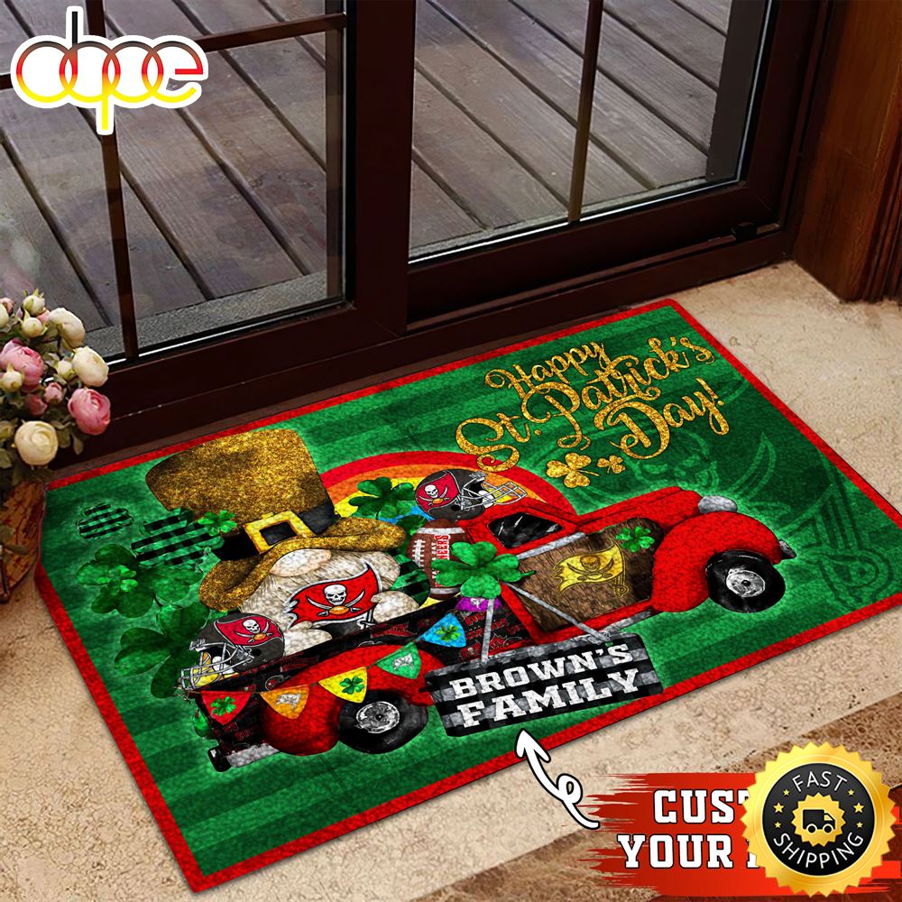 Tampa Bay Buccaneers NFL Custom Doormat For The Celebration Of Saint Patrick S Day Abot3b
