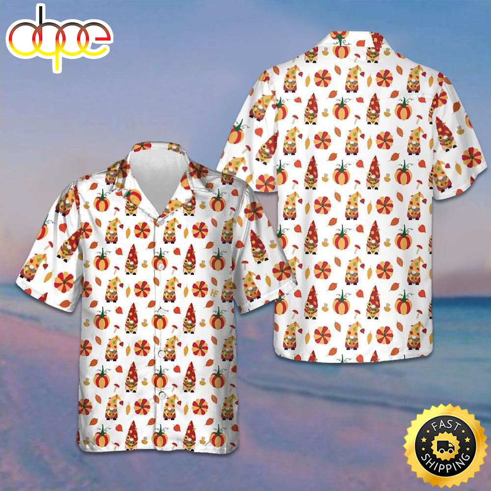 Thanksgiving Gnomes Hawaiian Shirt Mens Short Sleeve Button Up Thanksgiving Gift Ideas Plknrb