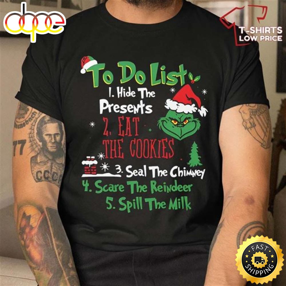 To Do List With Grinch Christmas T Shirt Xb0ypq